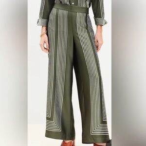 NWT LOFT Green Wide Leg Palazzo Pants